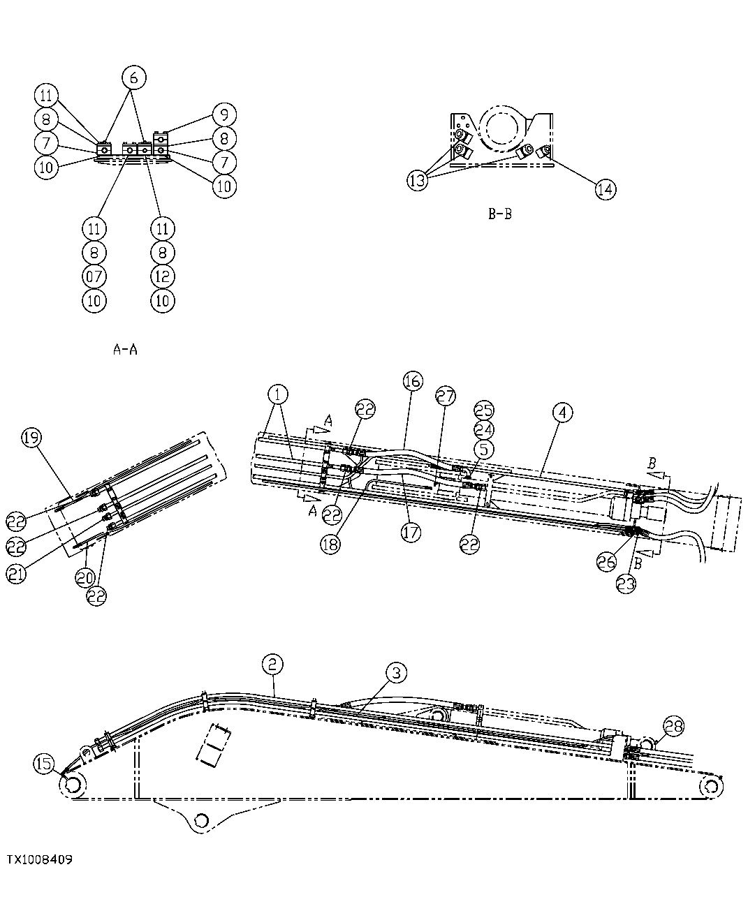 Схема запчастей John Deere 554 - 499 - VALVE IN HEAD ARM PLUMBING 3360 HYDRAULIC SYSTEM