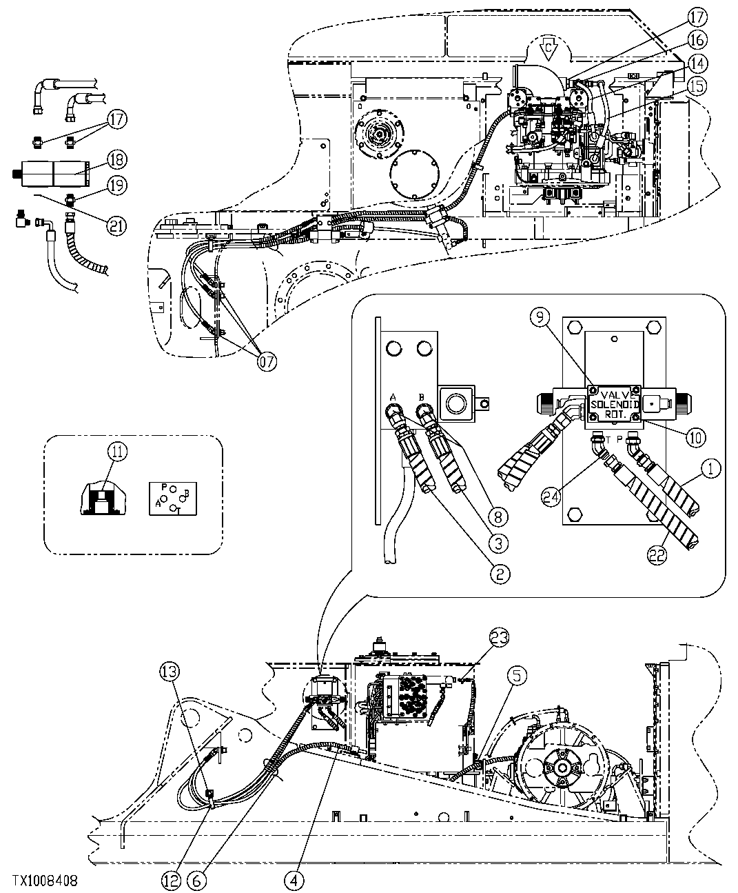 Схема запчастей John Deere 554 - 514 - HEELER GRAPPLE CONTROL PLUMBING 3360 HYDRAULIC SYSTEM