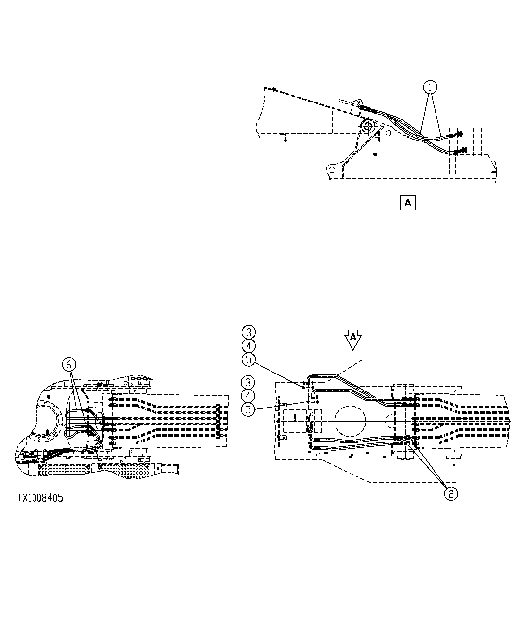 Схема запчастей John Deere 554 - 520 - CONTROL VALVE TO BOOM LINE HOSES (HEELER) 3360 HYDRAULIC SYSTEM