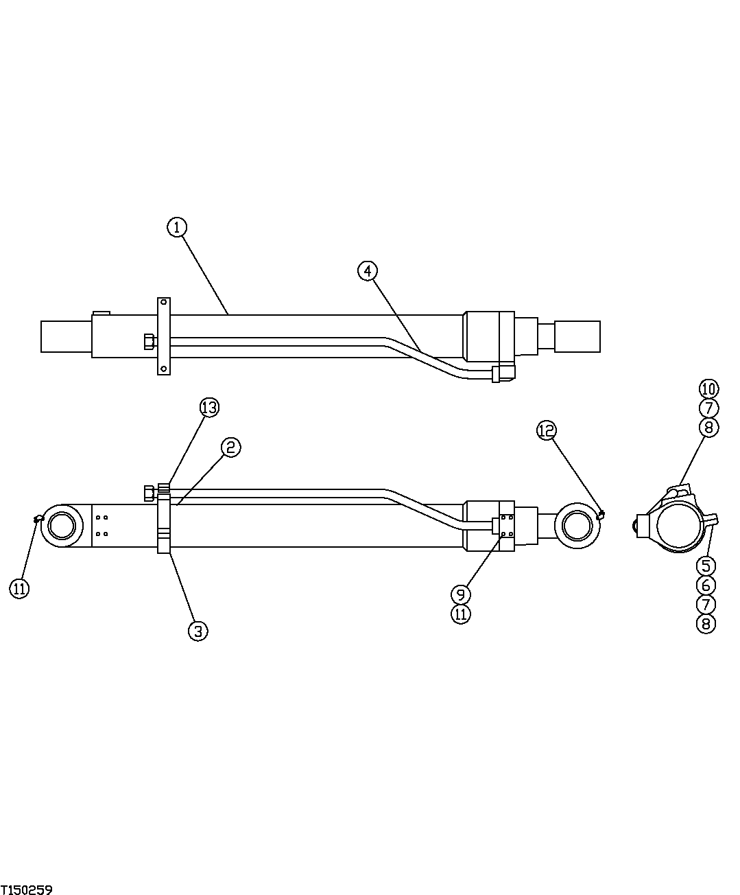 Схема запчастей John Deere 554 - 534 - HEELER TILT CYLINDER OIL LINES (SN -200015) 3360 HYDRAULIC SYSTEM