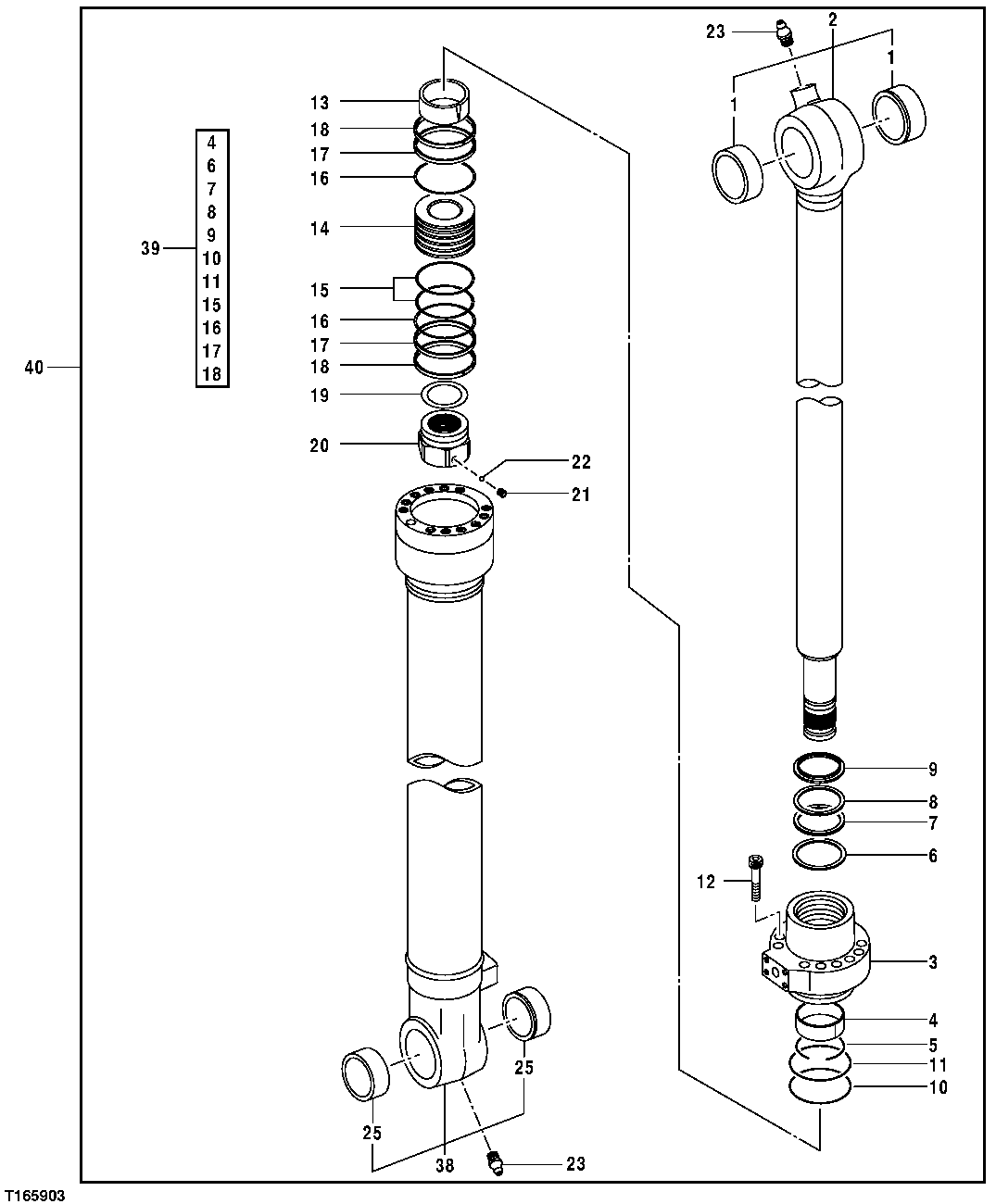 Схема запчастей John Deere 554 - 538 - HEELER AND VALVE IN HEAD TILT CYLINDER (SN 200016-200051) 3360 HYDRAULIC SYSTEM