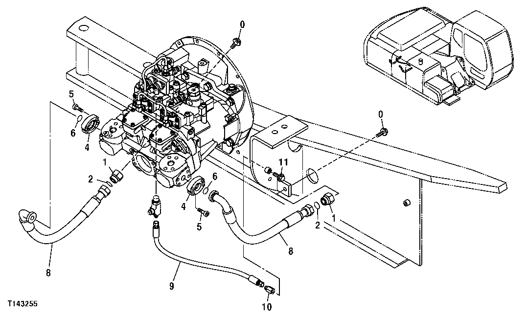 Схема запчастей John Deere 554 - 548 - ATTENUATOR HOSES 3360 HYDRAULIC SYSTEM