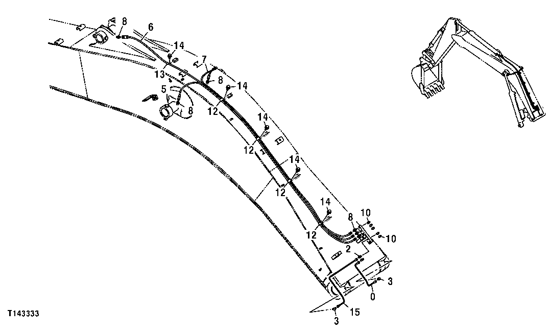 Схема запчастей John Deere 554 - 549 - LUBRICATION HOSES (EXCAVATOR BOOM) 3360 HYDRAULIC SYSTEM