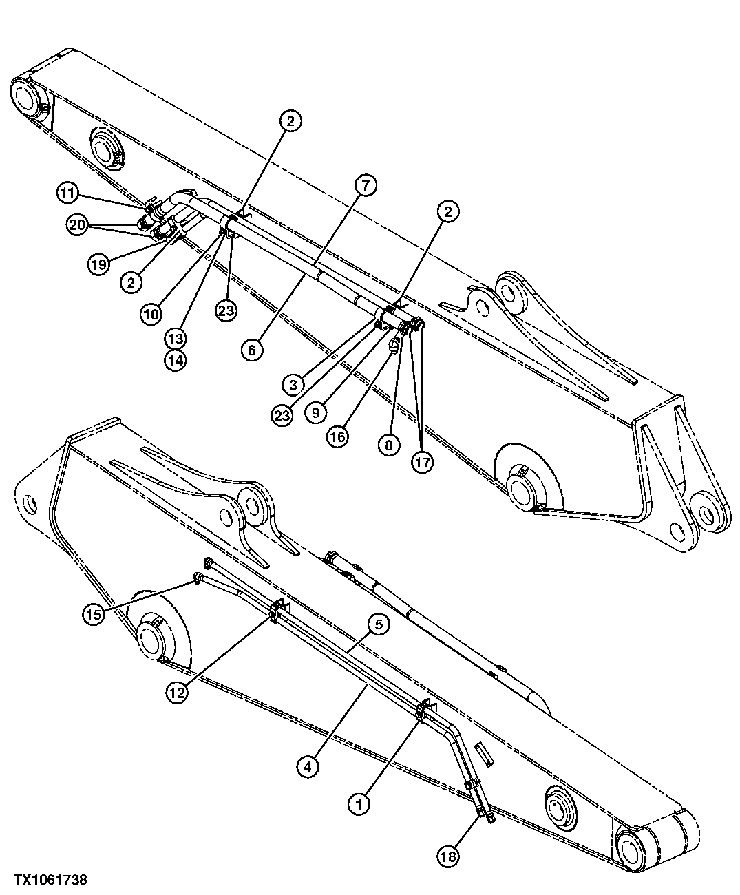 Схема запчастей John Deere 554 - 574 - ARM LINES (PROCESSOR CONFIGURATION) 3363 Lines, Hoses & Fittings