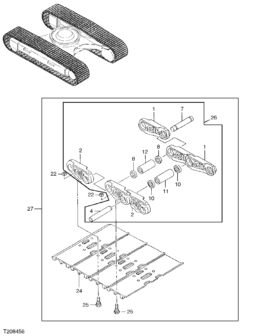 Схема запчастей John Deere 7C ZTS - 4 - TRACK CHAIN LINK ASSEMBLY AND SHOES (HIGH DRAWBAR) 0130 TRACK SYSTEMS