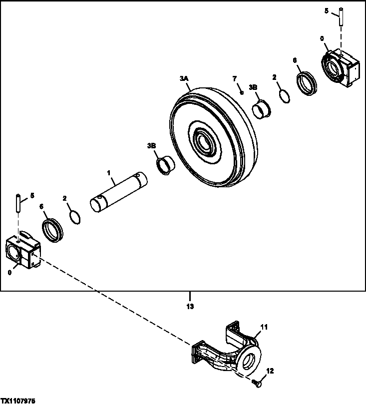 Схема запчастей John Deere 7C ZTS - 12 - TRACK FRONT IDLER (STANDARD DRAWBAR) 0134 RECOIL SYSTEM