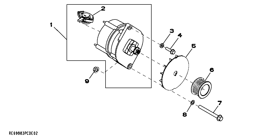 Схема запчастей John Deere 7C ZTS - 58 - 3110 ALTERNATOR 0400A Engine 6068HT054-RE507967 6068HT054