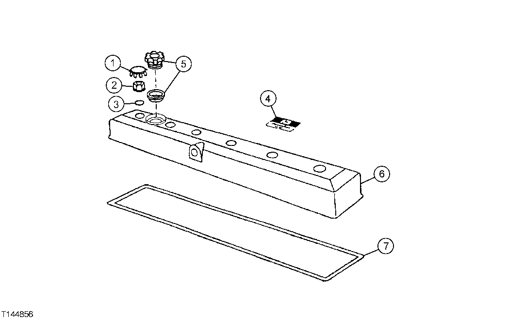 Схема запчастей John Deere 7C ZTS - 152 - 1132 ROCKER ARM COVER AND OIL FILLER CAP 0400A Engine 6068HT054-RE507967 6068HT054