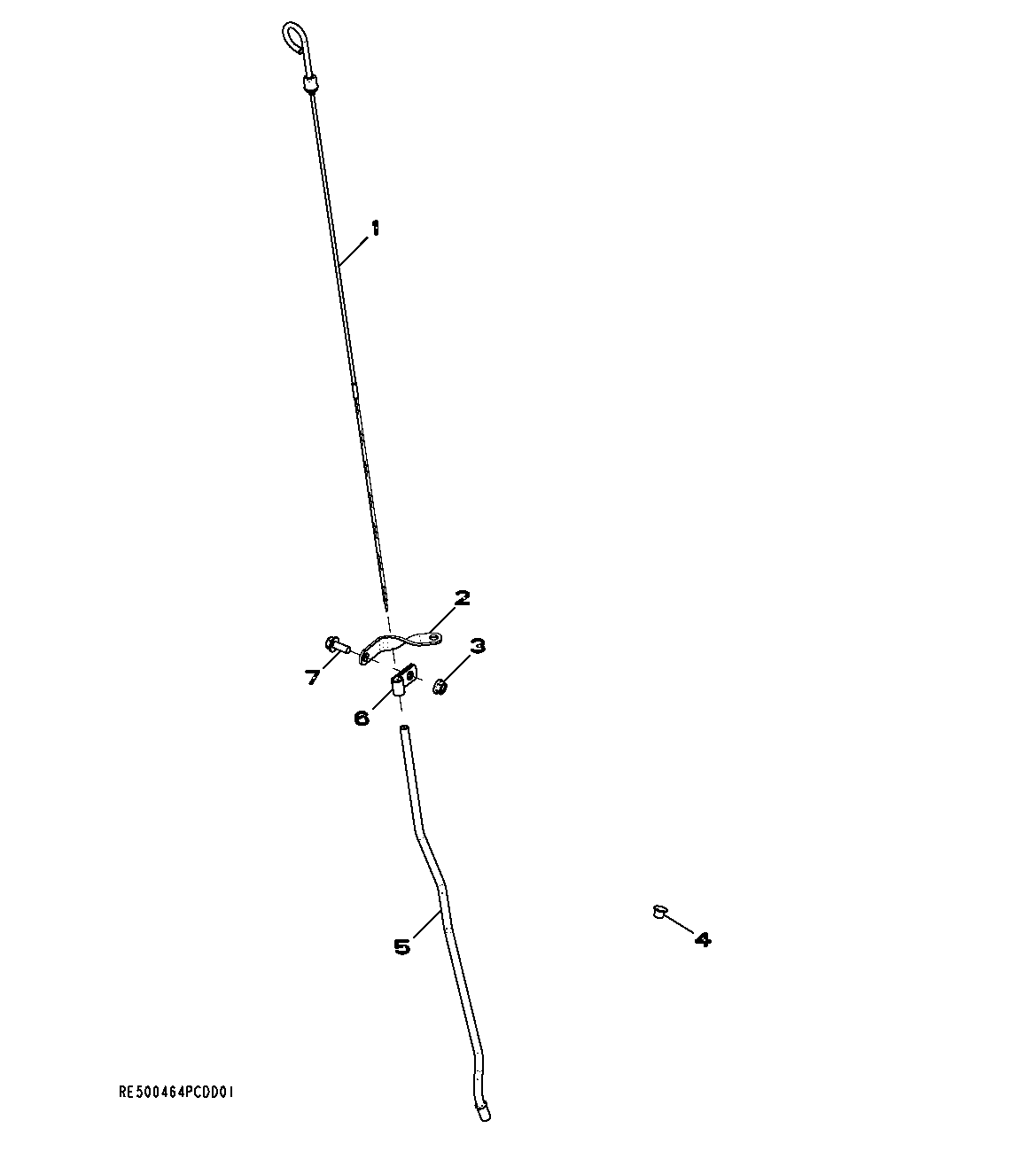 Схема запчастей John Deere 7C ZTS - 113 - 4015 ENGINE OIL DIPSTICK 0400B 270C LC EXCAVATOR 6068HT055-RE507964 6068HT055