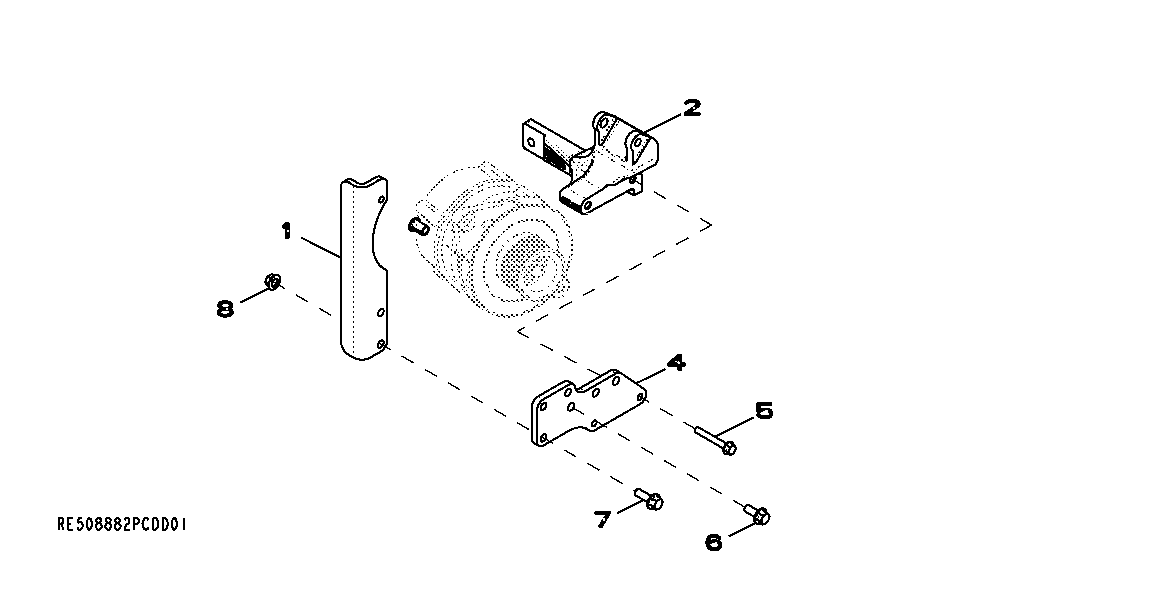 Схема запчастей John Deere 7C ZTS - 125 - 6248 ALTERNATOR MOUNTING 0400B 270C LC EXCAVATOR 6068HT055-RE507964 6068HT055