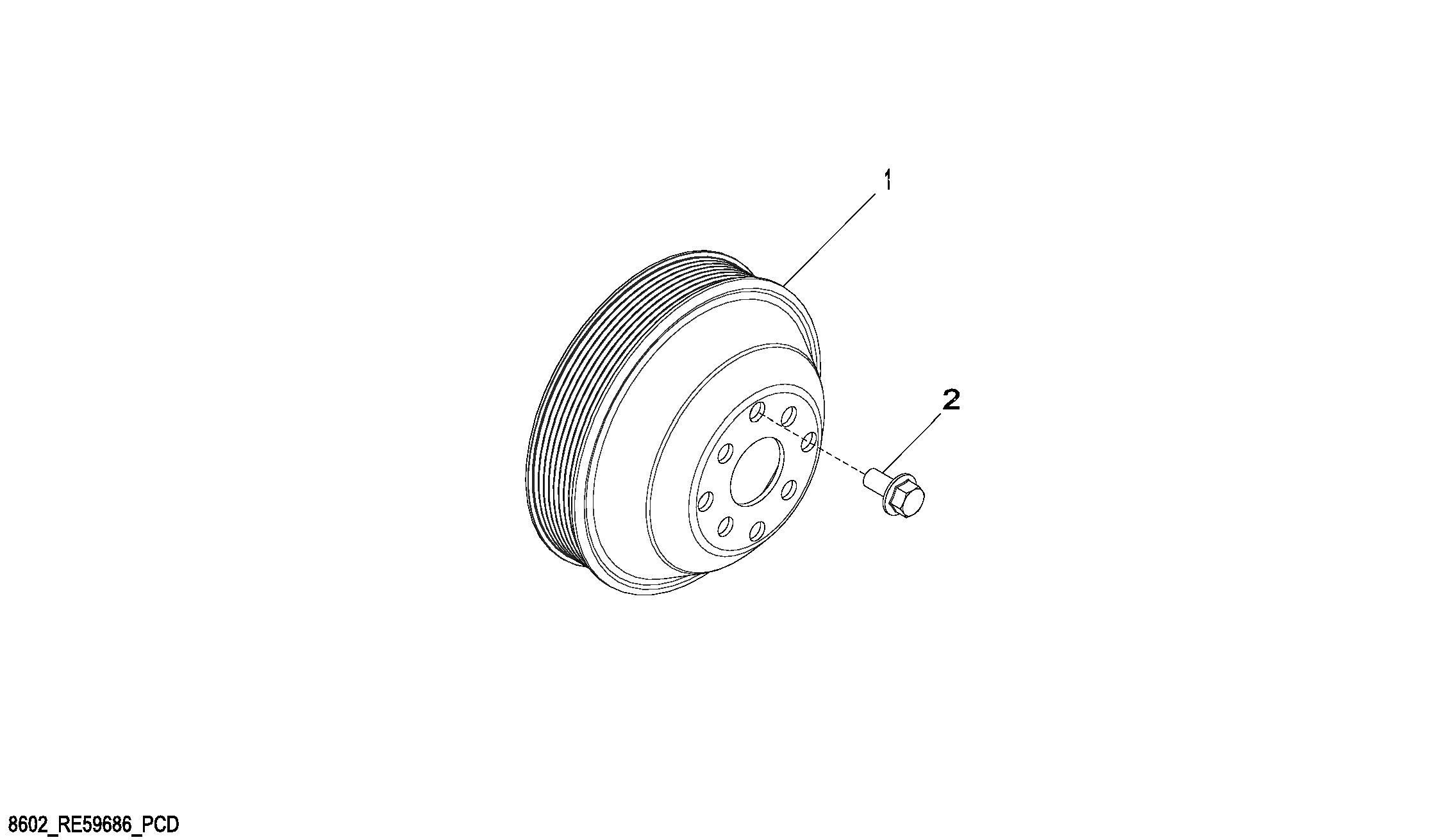 Схема запчастей John Deere 7C ZTS - 193 - 8602 Fan Pulley 0400B 270C LC EXCAVATOR 6068HT055-RE507964 6068HT055