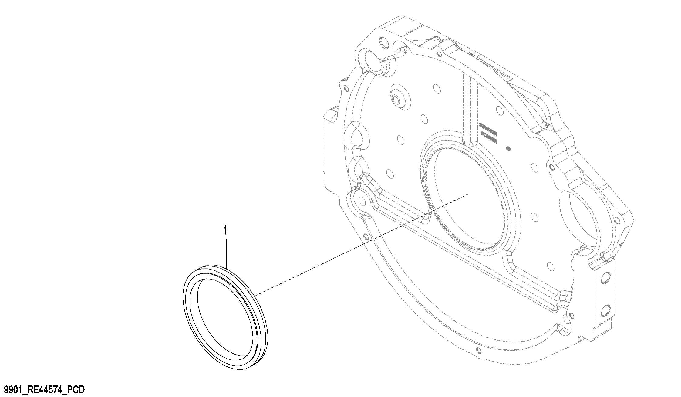 Схема запчастей John Deere 7C ZTS - 197 - 9901 Rear Oil Seal 0400C Engine 6068HT065-RE528044 6068HT065