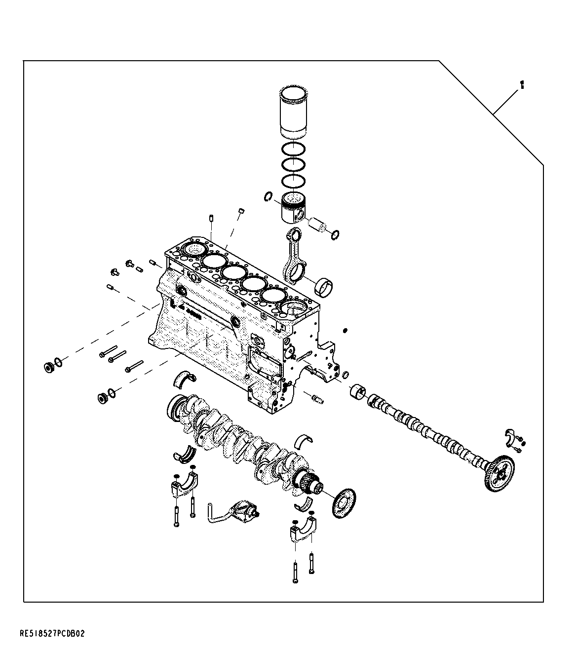 Схема запчастей John Deere 7C ZTS - 213 - 9901 Short Block Assembly 0400C Engine 6068HT065-RE528044 6068HT065