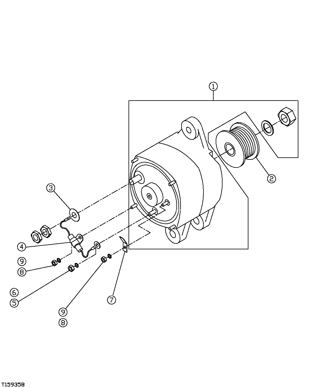 Схема запчастей John Deere 7C ZTS - 250 - ALTERNATOR (HEAVY DUTY 80 AMP) (SN -200130) 1672 ALTERNATOR, REGULATOR AND CHARGING SYSTEM