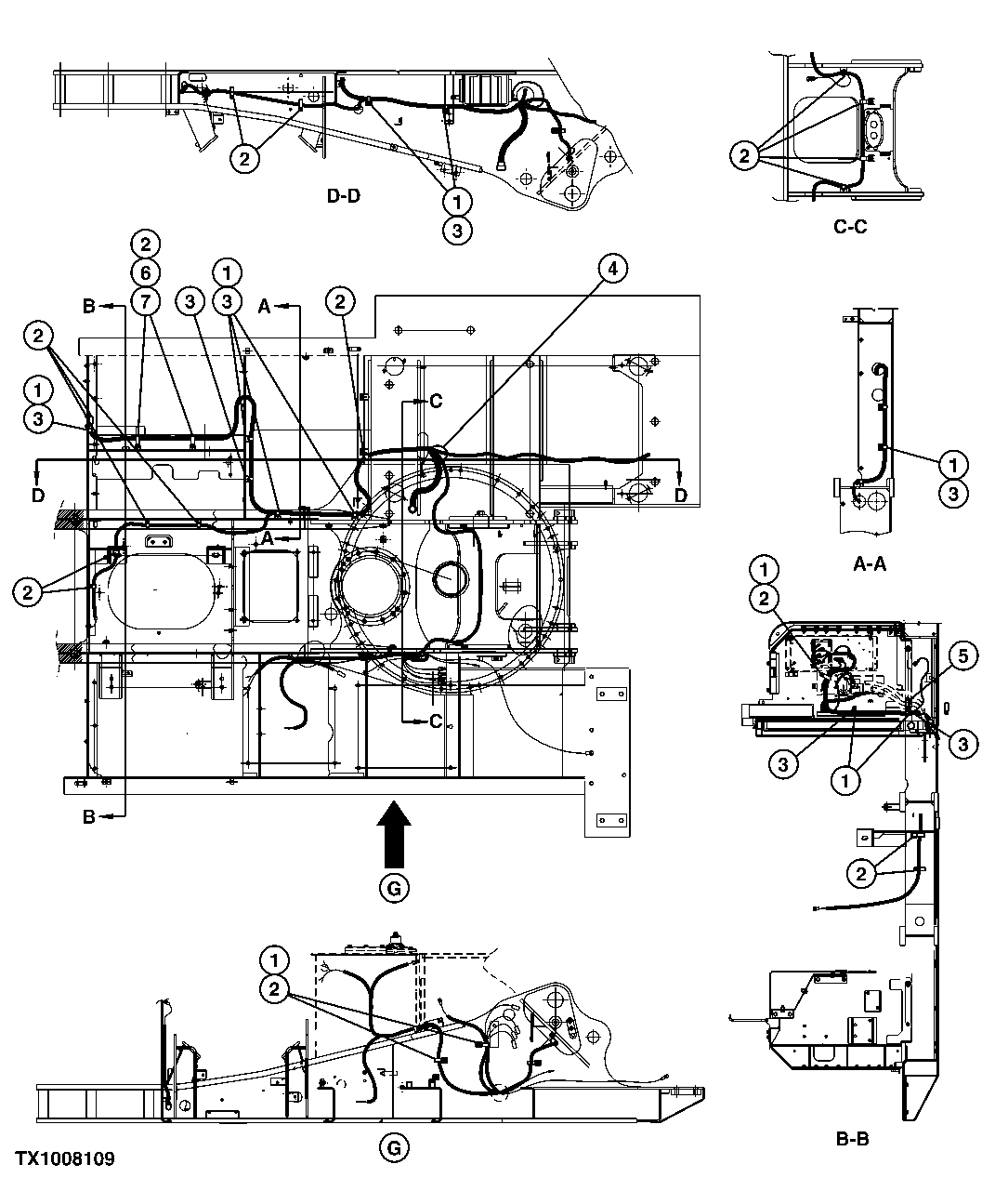 Схема запчастей John Deere 7C ZTS - 279 - VEHICLE FRAME WIRING HARNESS AND MOUNTING 1674 WIRING HARNESS & SWITCHES