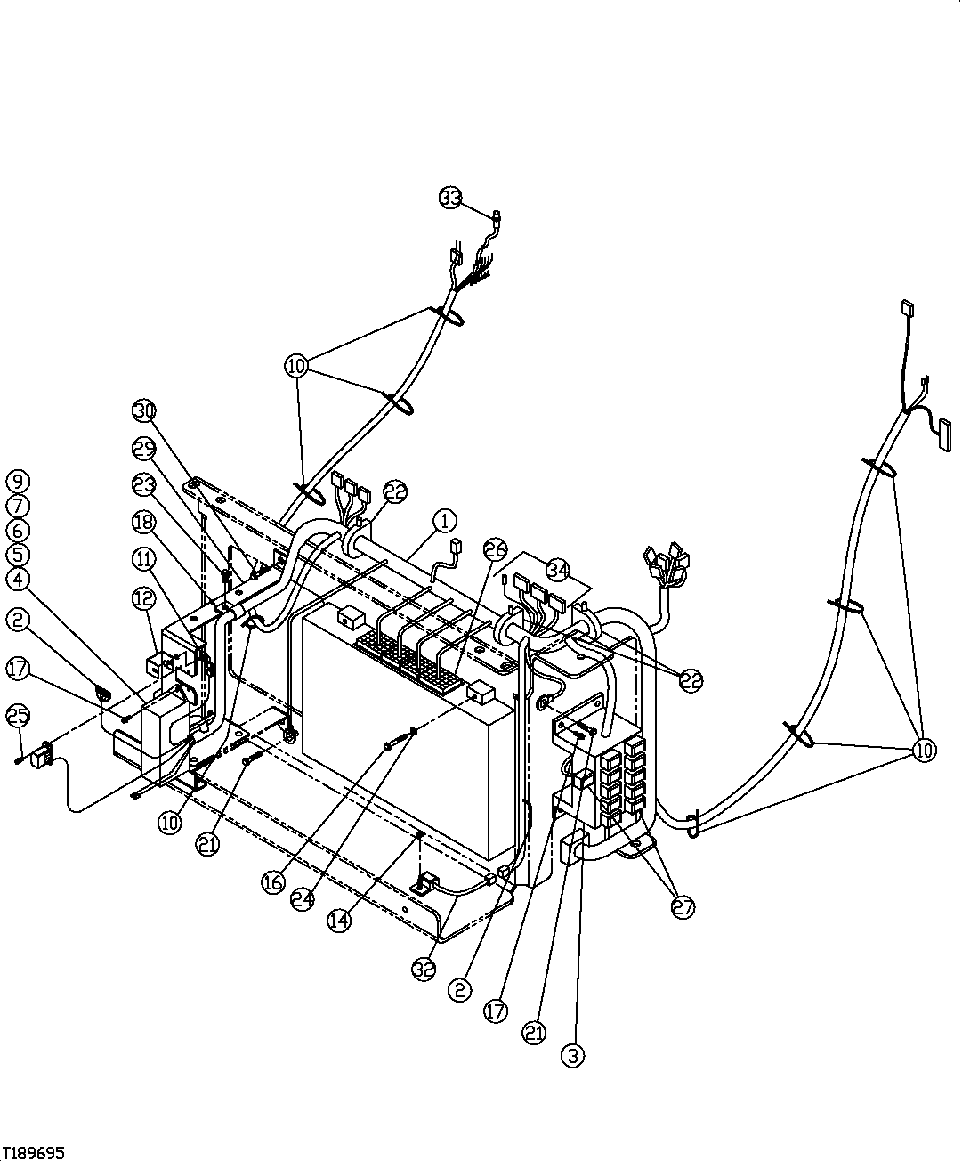 Схема запчастей John Deere 7C ZTS - 311 - REAR ENTRY CAB ELECTRICAL BOX (SN -200130) 1674C REAR ENTRY CAB WIRING HARNESS AND SWITCHES