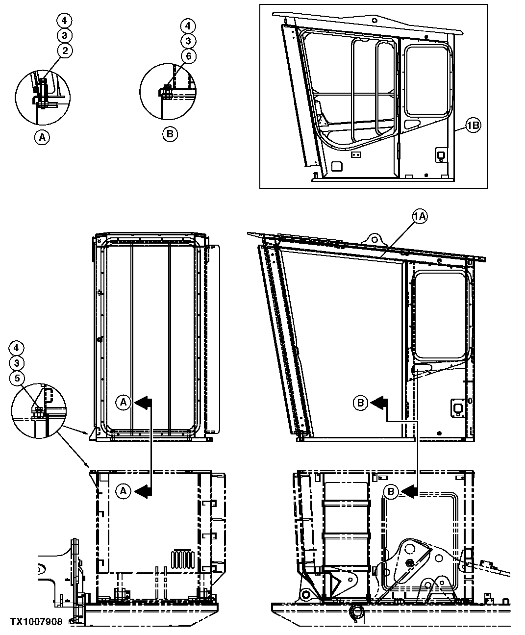 Схема запчастей John Deere 7C ZTS - 364 - FORESTRY CAB FRAME 1810B SIDE ENTRY CAB