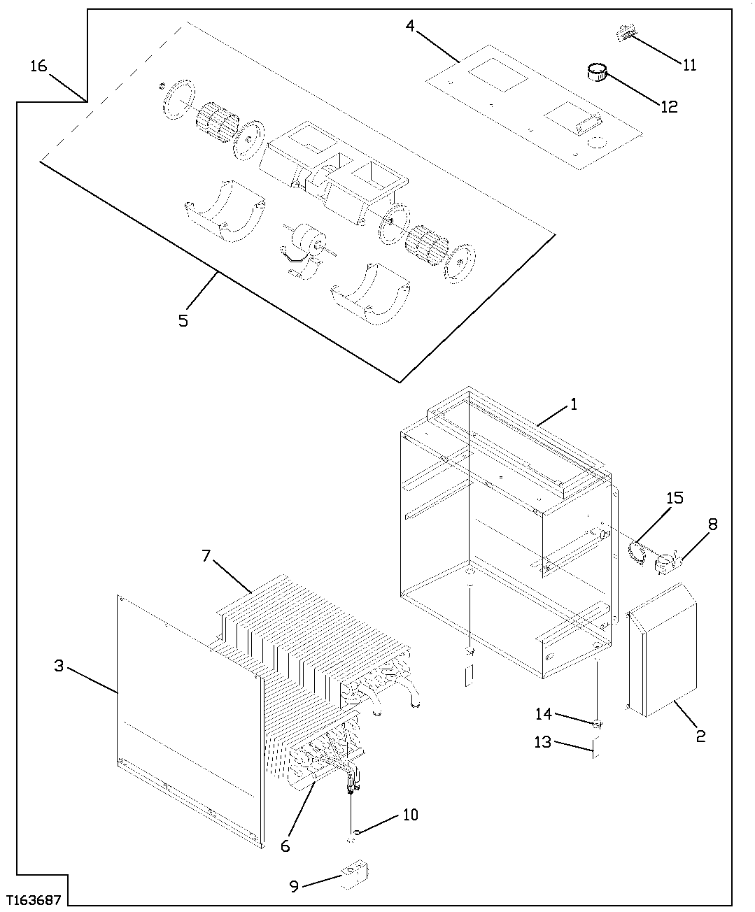 Схема запчастей John Deere 7C ZTS - 445 - REAR ENTRY CAB HEATER AND AIR CONDITIONING UNIT COMPONENTS 1830C REAR ENTRY CAB HEATING AND AIR CONDITIONING