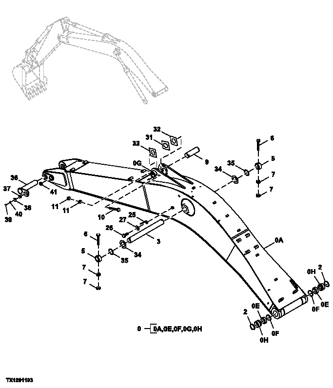 Схема запчастей John Deere 7C ZTS - 536 - EXCAVATOR BOOM (FOR USE WITH 2.96M ARM, 230C) 3344 Boom