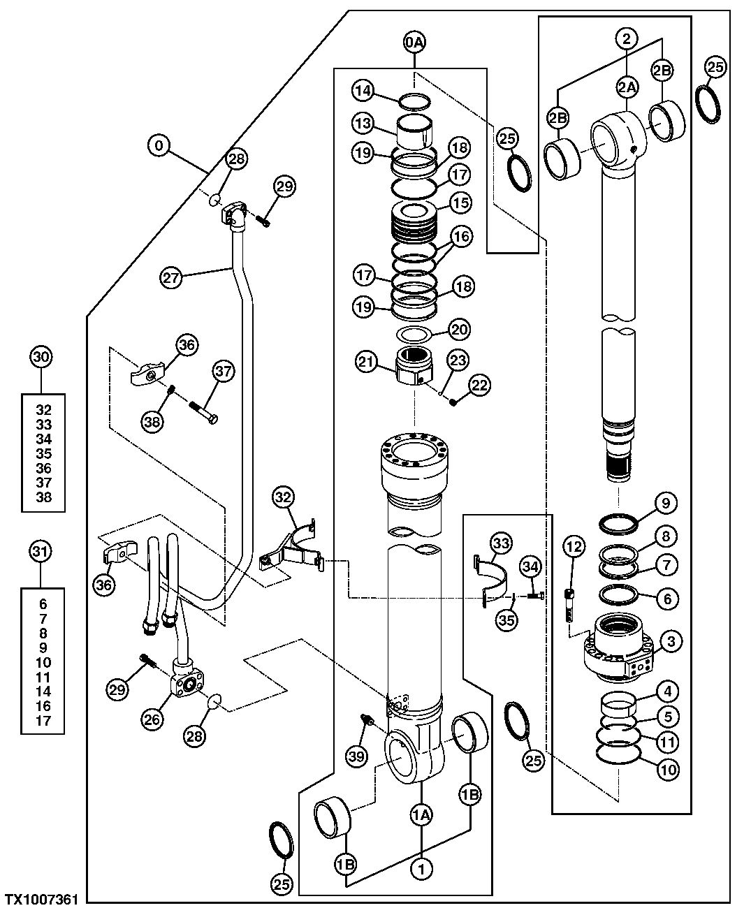 Схема запчастей John Deere 7C ZTS - 629 - Right Boom Cylinder, 270CLC Front, Swamp Logger (200204 - ) 3365 Hydraulic Cylinders