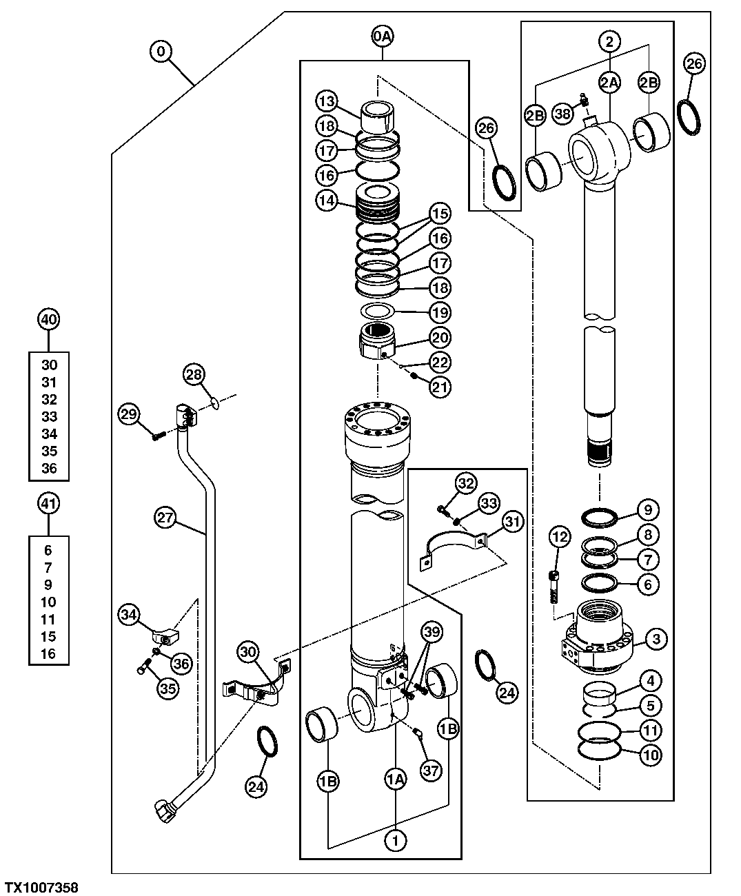 Схема запчастей John Deere 7C ZTS - 637 - Bucket Cylinder, 270CLC Front 3365 Hydraulic Cylinders