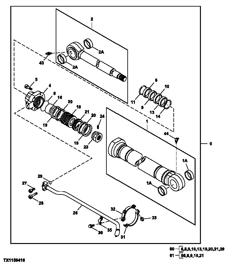 Схема запчастей John Deere 7C ZTS - 648 - HEELER CYLINDER (LIVE-HEEL) (SN -200175) 3365 Hydraulic Cylinders