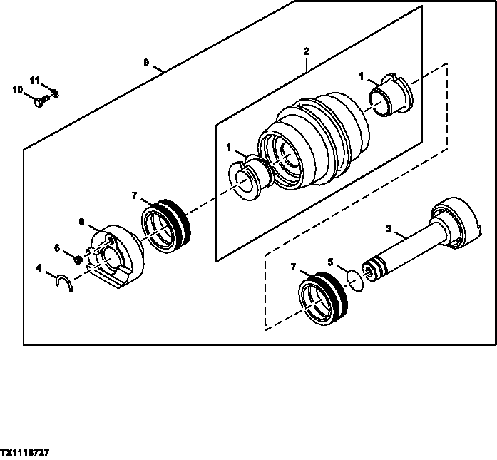 Схема запчастей John Deere 5C ZTS - 9 - Lower Roller 0133 Rollers