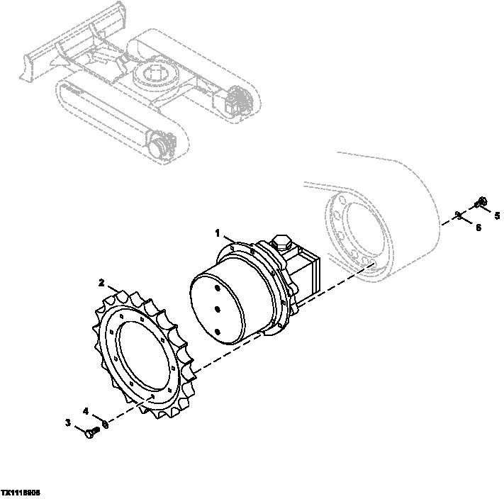 Схема запчастей John Deere 5C ZTS - 13 - Propel Motor, Gearbox and Sprocket (Complete) 0267 Hydraulic Drive Motor