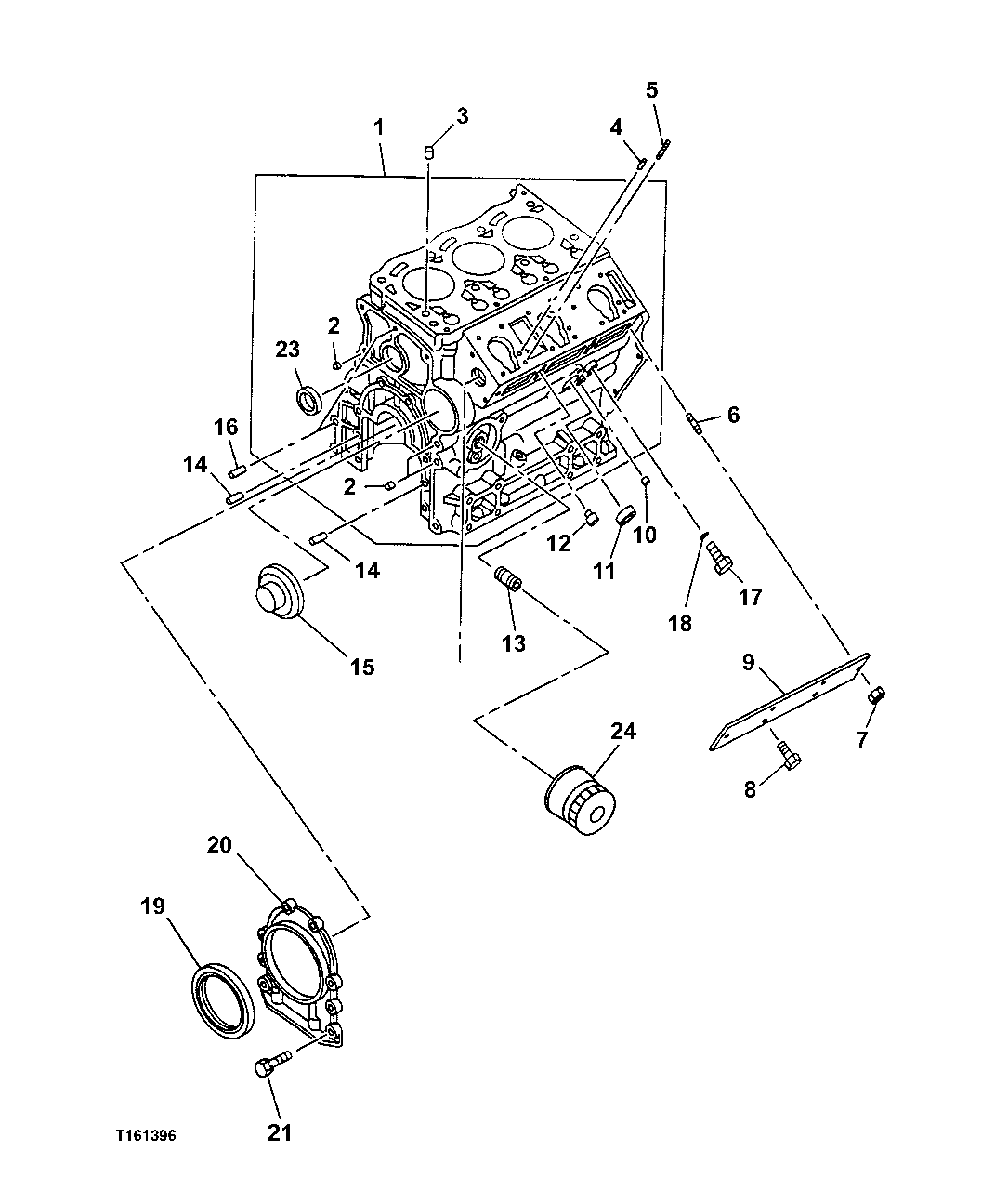 Схема запчастей John Deere 5C ZTS - 26 - CYLINDER BLOCK AND OIL FILTER 0404 Cylinder Block