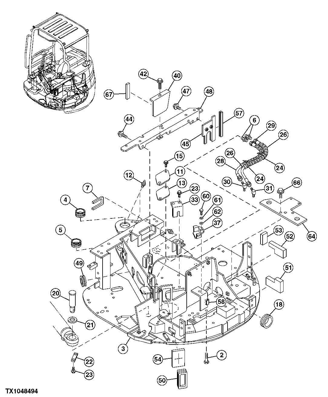 Схема запчастей John Deere 5C ZTS - 67 - Main Frame 1742 EQUIPMENT OR SECONDARY FRAME (VEHICLE)