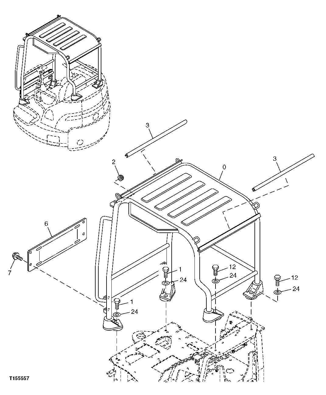 Схема запчастей John Deere 5C ZTS - 73 - Canopy 1811 ROPS, FOPS, OPS OR BODY FRAME