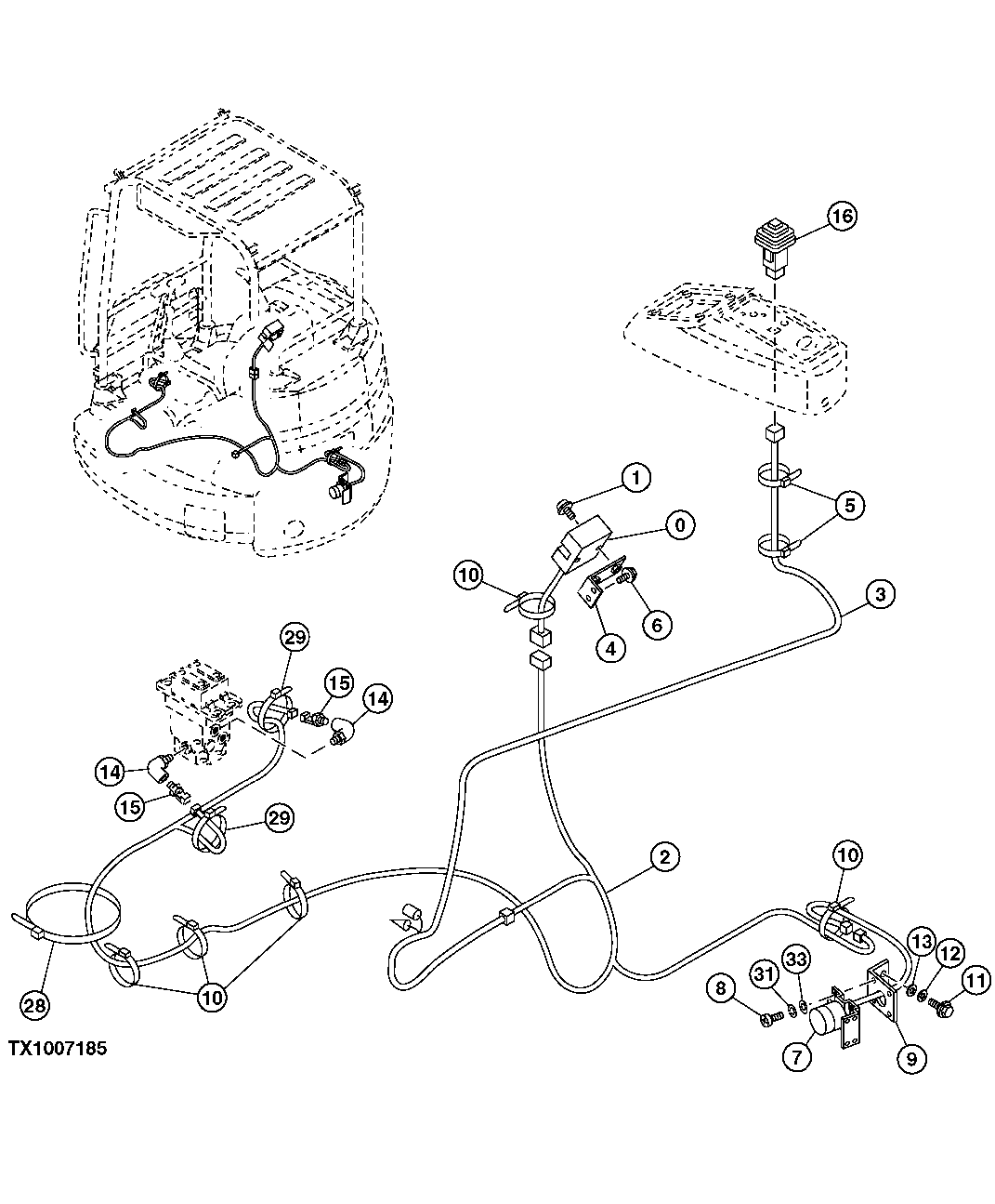 Схема запчастей John Deere 5C ZTS - 105 - Travel Alarm, Harness and Bracket 2004 Warning Devices