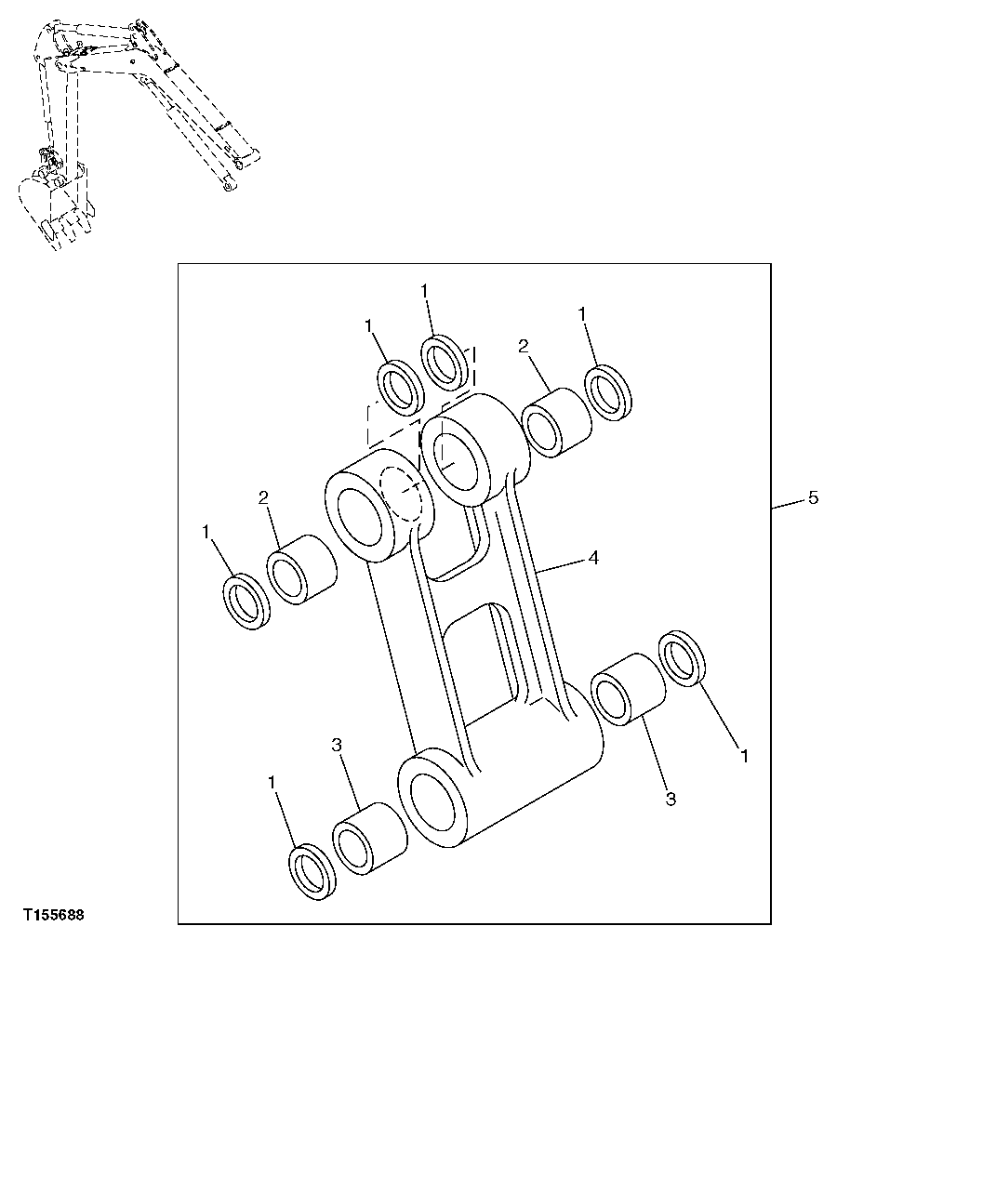 Схема запчастей John Deere 5C ZTS - 121 - Bucket Link 3302 Bucket With Teeth