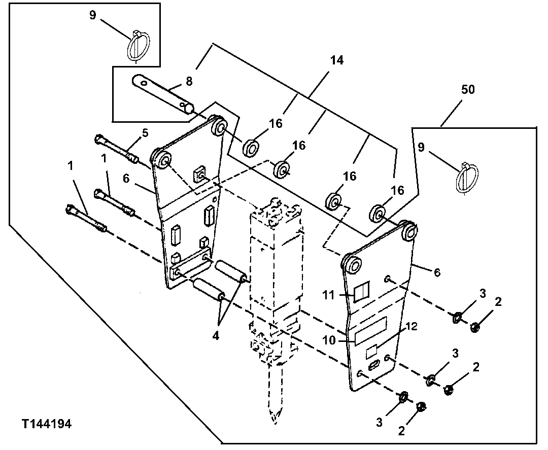 Схема запчастей John Deere 5C ZTS - 142 - Hydraulic Breaker Bracket (HB15) 3302 Bucket With Teeth