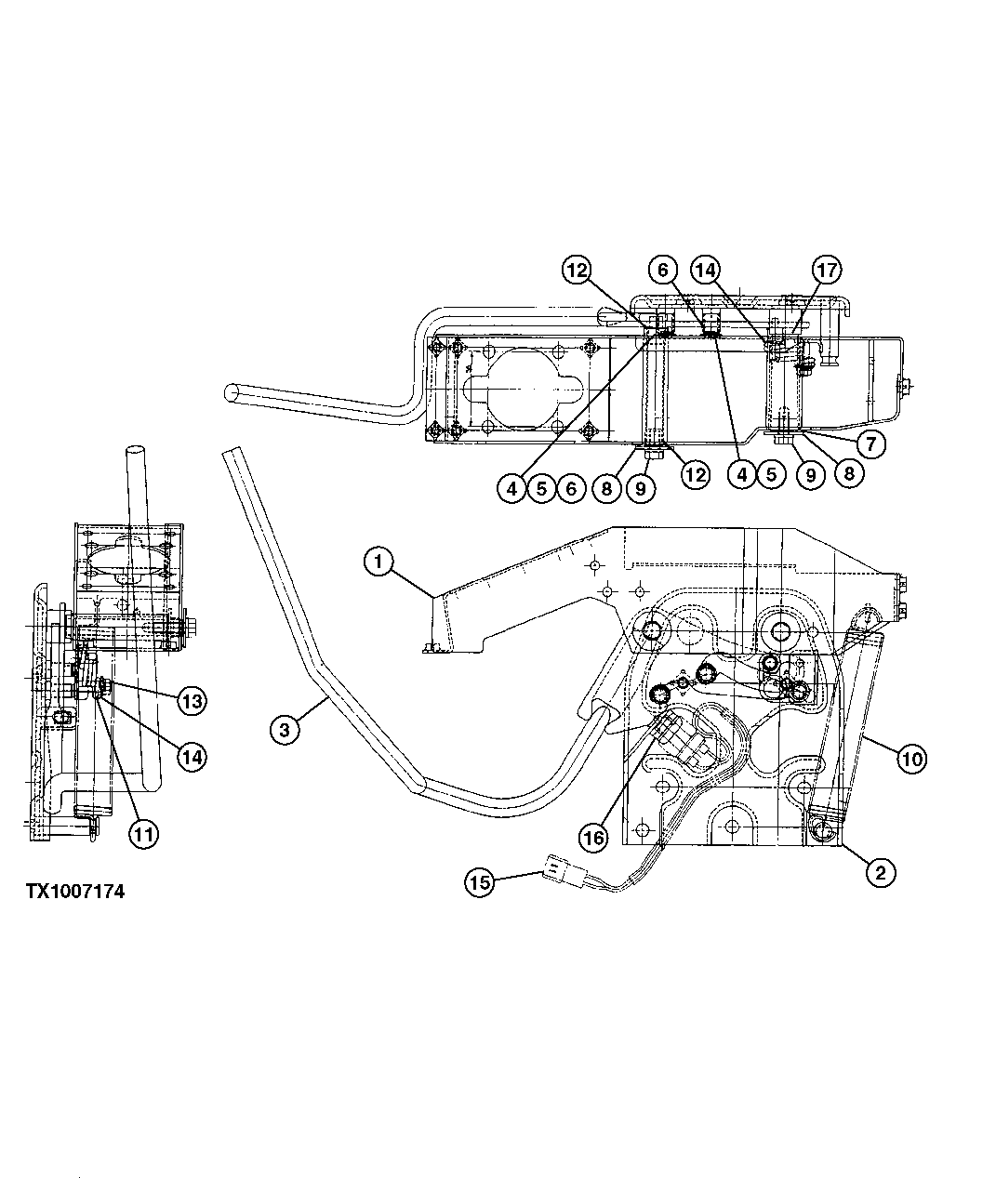 Схема запчастей John Deere 5C ZTS - 153 - Console (Left) Components of Frame 3315 Controls Linkage