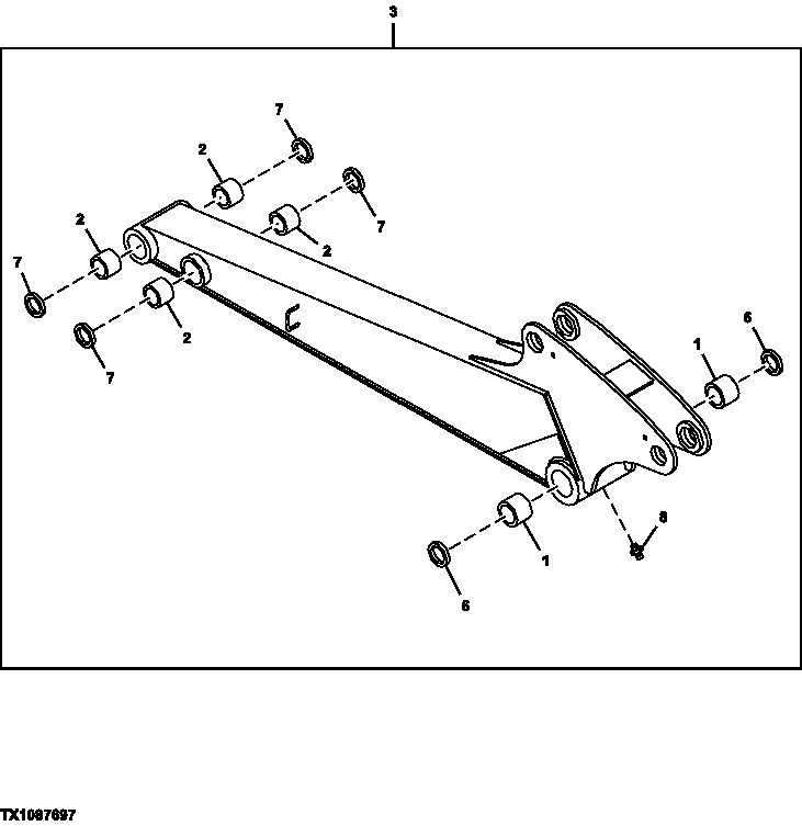 Схема запчастей John Deere 5C ZTS - 162 - STANDARD ARM (1.17M) 3346 Dipperstick