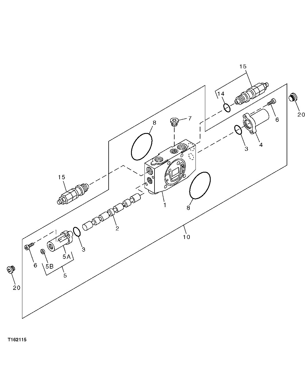 Схема запчастей John Deere 5C ZTS - 180 - Inlet Flow Control Valve Components Section 3362 CONTROL & LOAD HOLDING VALVES