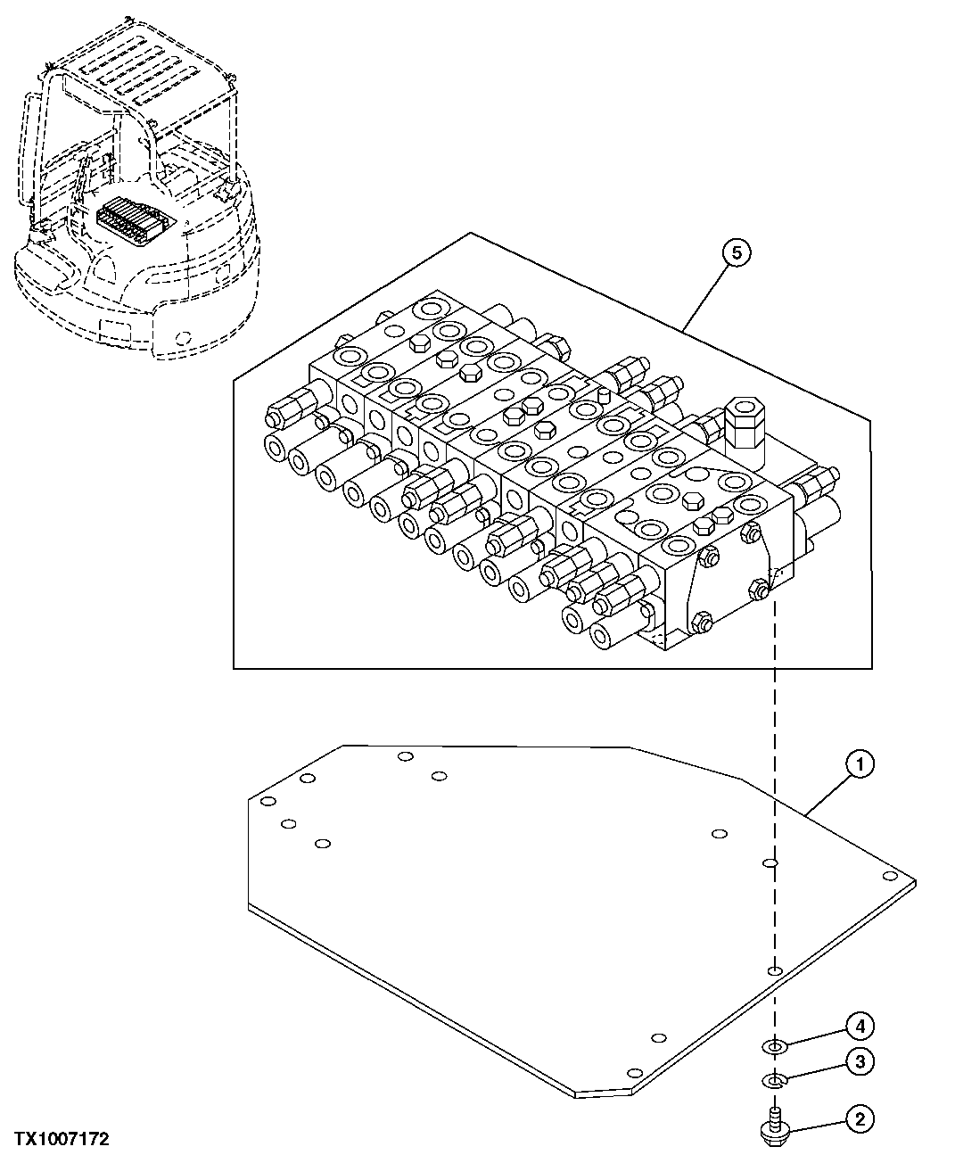 Схема запчастей John Deere 5C ZTS - 170 - CONTROL VALVE AND PLATE 3362 CONTROL & LOAD HOLDING VALVES