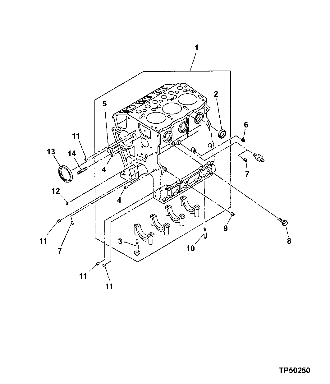 Схема запчастей John Deere 0C ZTS - 25 - Cylinder Block And Main Bearing Caps 0404 Cylinder Block