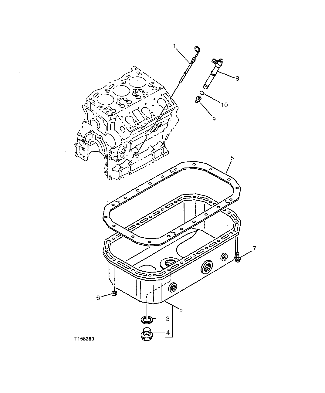 Схема запчастей John Deere 0C ZTS - 27 - ENGINE OIL PAN 0407 Engine Oiling System