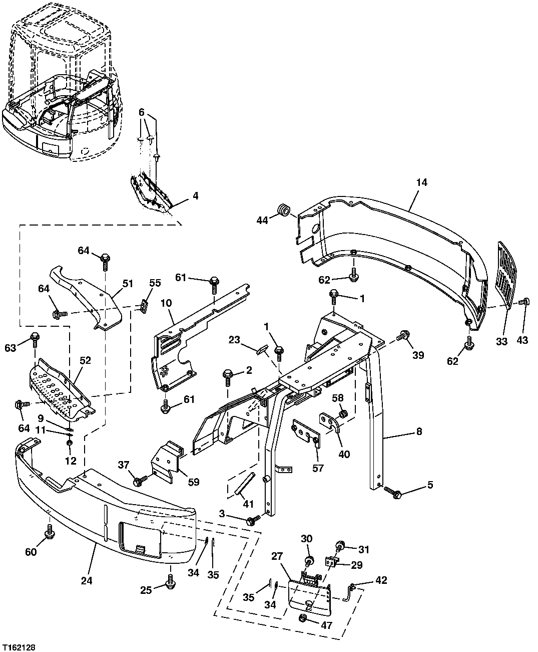 Схема запчастей John Deere 0C ZTS - 99 - CAB SIDE COVERS 1912 HOOD & HOOD SUPPORTS