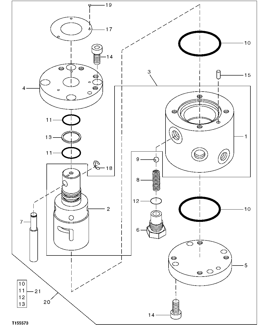 Схема запчастей John Deere 0C ZTS - 170 - ROTARY VALVE (COMPONENTS) 3362 CONTROL & LOAD HOLDING VALVES