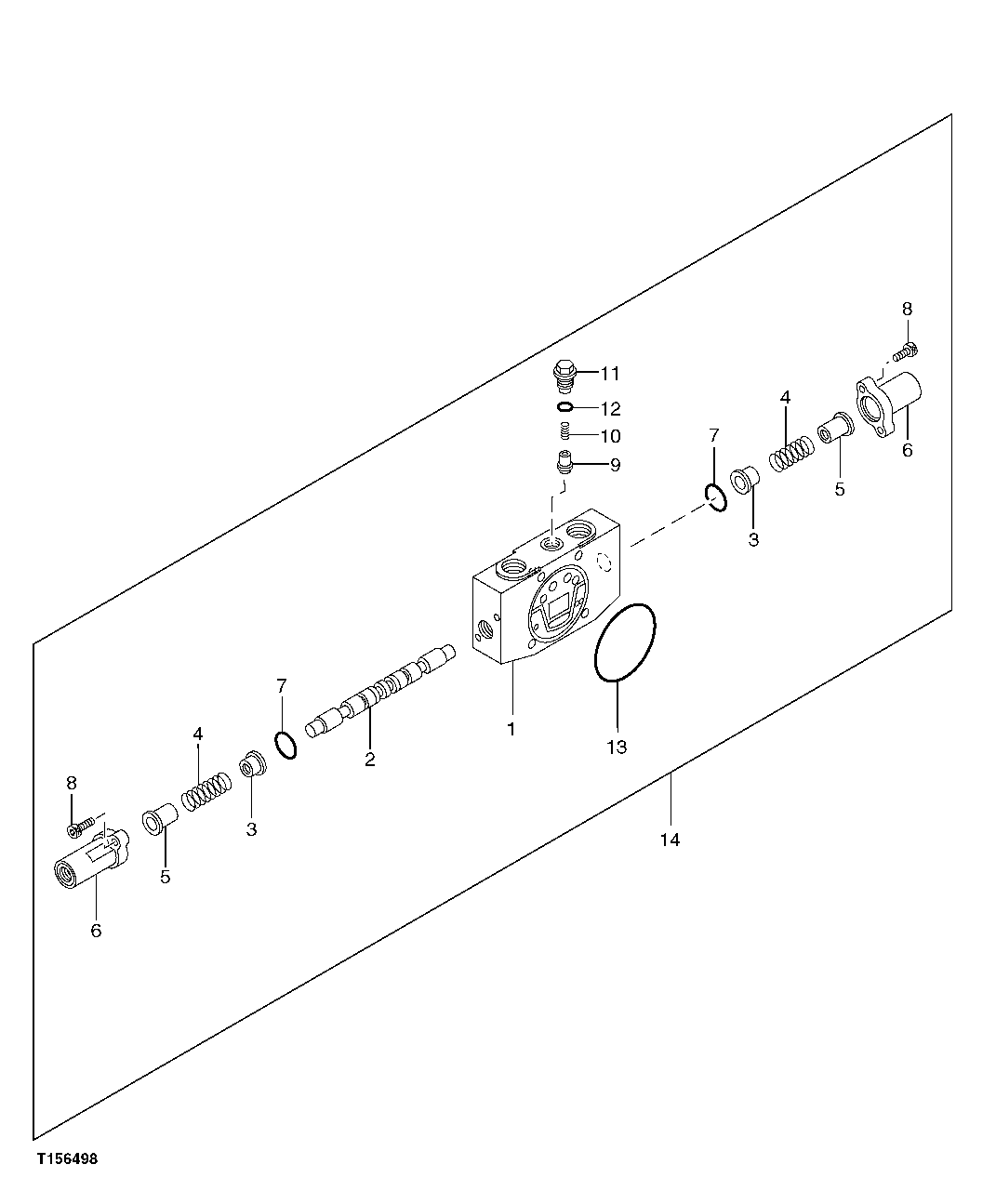 Схема запчастей John Deere 0C ZTS - 174 - Blade Flow Control Valve Components Section 3362 CONTROL & LOAD HOLDING VALVES