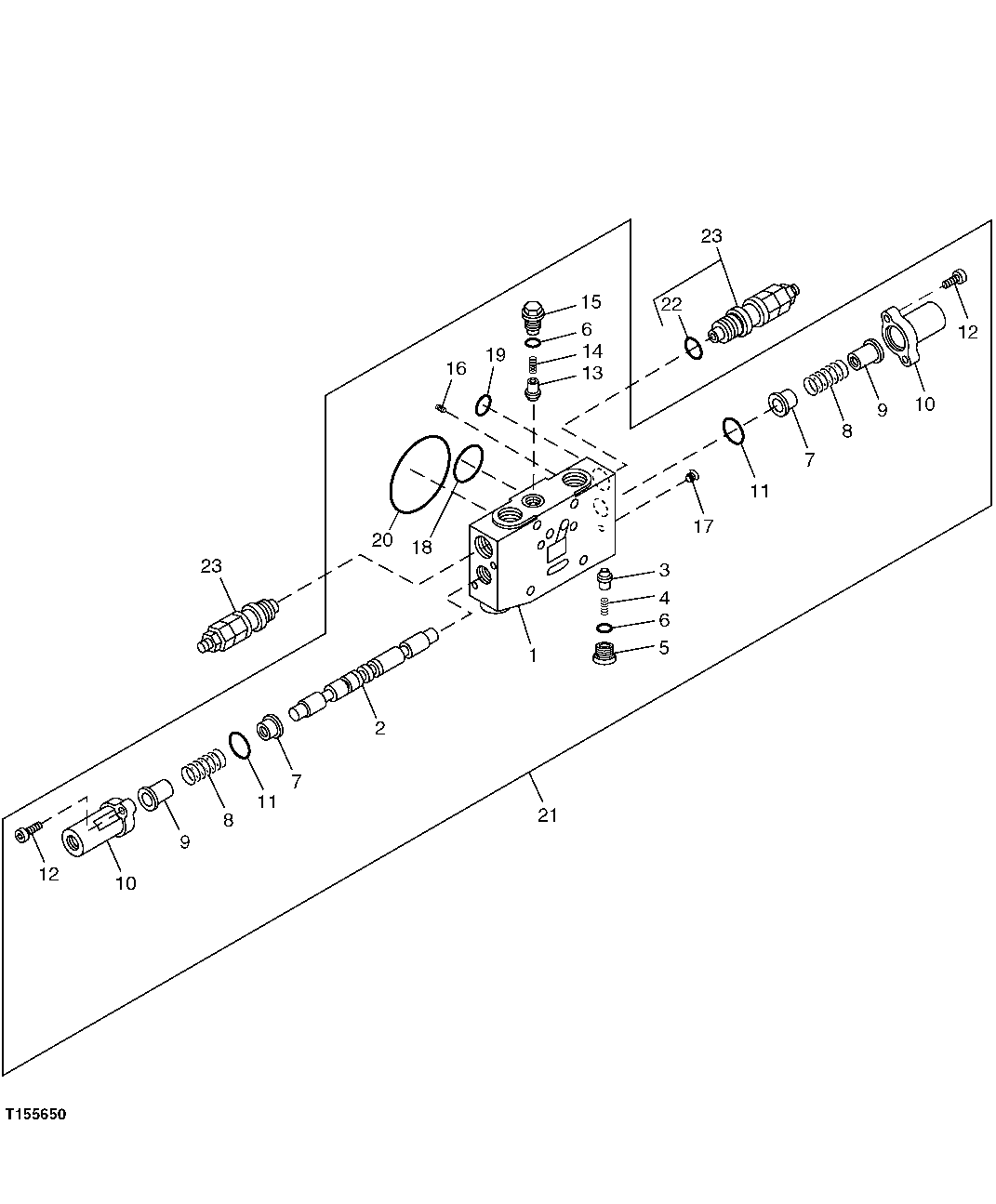 Схема запчастей John Deere 0C ZTS - 179 - Arm Flow Control Valve Components Section 3362 CONTROL & LOAD HOLDING VALVES