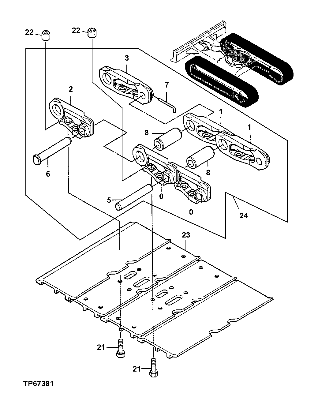 Схема запчастей John Deere 554 - 7 - TRACK CHAIN 0130 TRACK SYSTEM