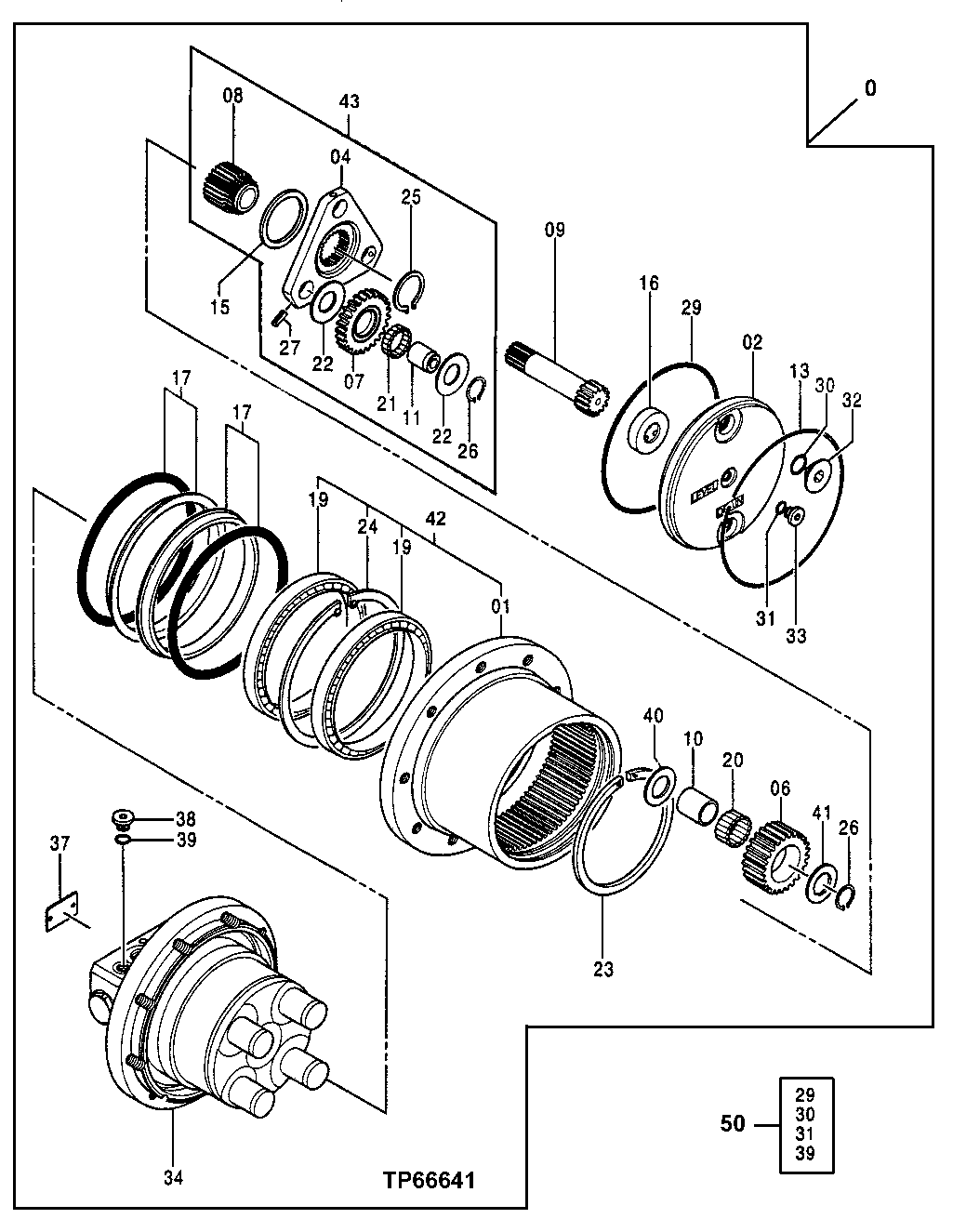 Схема запчастей John Deere 554 - 11 - PROPEL GEAR BOX COMPONENTS 0260 AXLES AND SUSPENSION SYSTEM HYDRAULICS