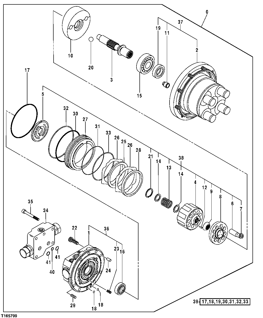 Схема запчастей John Deere 554 - 12 - Propel Motor Components 0260 AXLES AND SUSPENSION SYSTEM HYDRAULICS