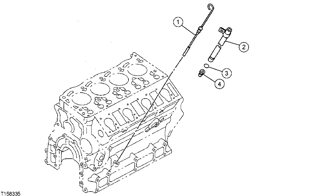 Схема запчастей John Deere 554 - 29 - Engine Oil Dipstick 0407 Engine Oiling System