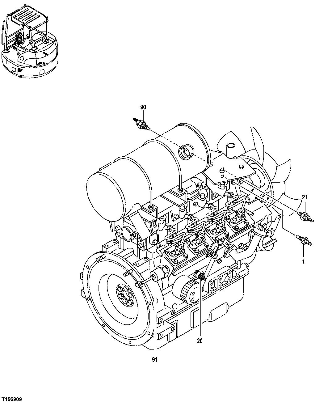 Схема запчастей John Deere 554 - 63 - ENGINE SENSORS AND SWITCHES 1674 Wiring Harness And Switches