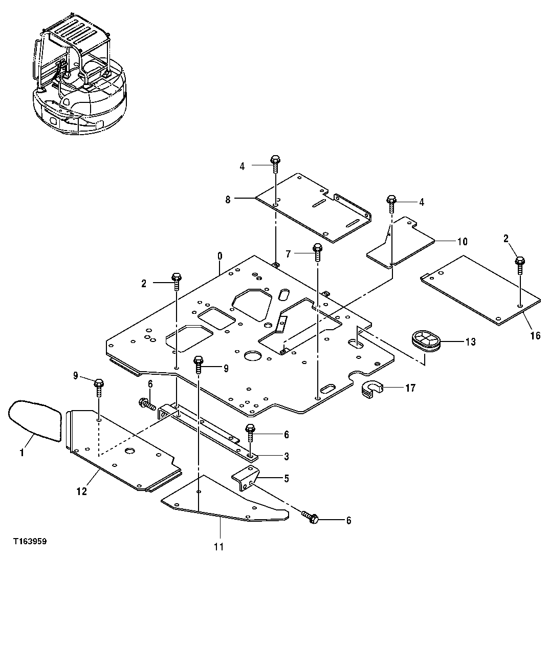 Схема запчастей John Deere 554 - 80 - Floor 1810 Operator Enclosure